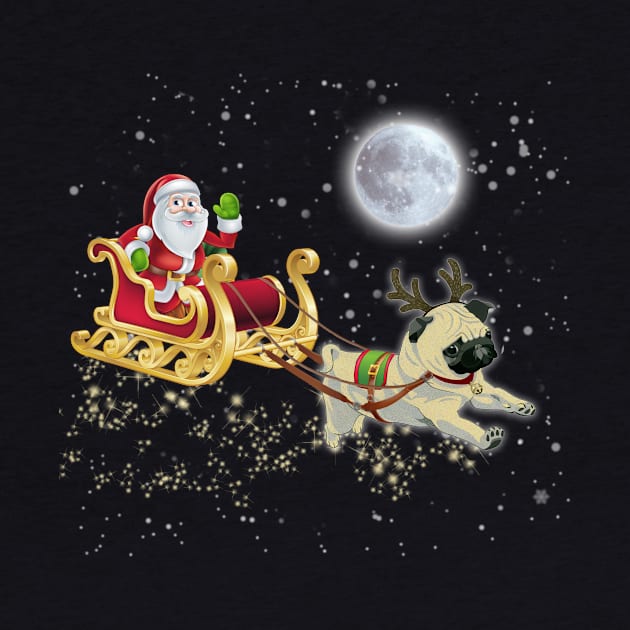 Reindeer Pug Dog with Santa Claus | Christmas Shirt For Women Men by kienalive